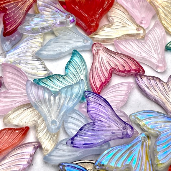 70pc GLASS Mermaid Tails Charms Jewelry Making Crafting DIY Bracelets 925 Bundle - Picture 9 of 16